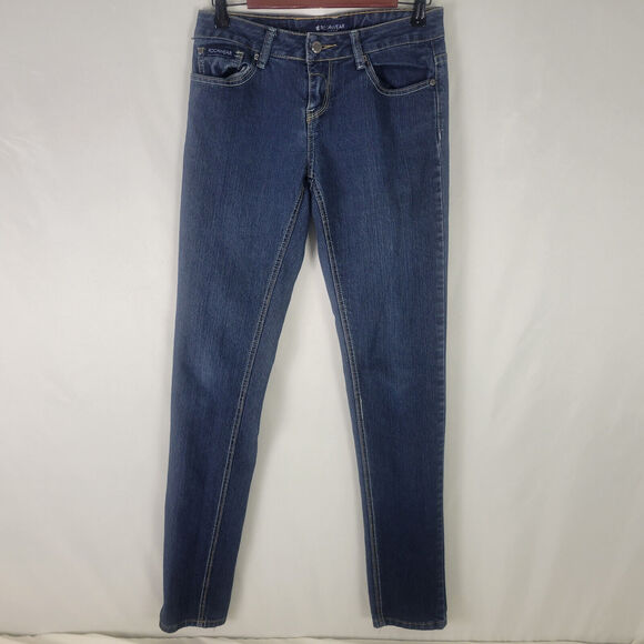Rocawear Classic Jeans Juniors 7 Blue Low Rise Denim Womens Skinny Leg Dark Wash - Picture 1 of 16
